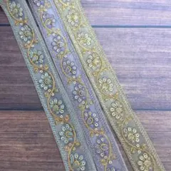 432.インド刺繍リボン 1m50cm×3本セット