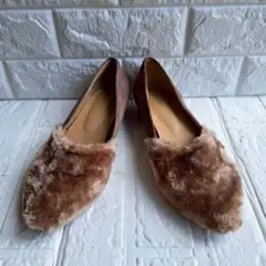 ✨美品✨CLOSSHI ブラウン ファーフラットシューズ 24~25cmのサムネイル