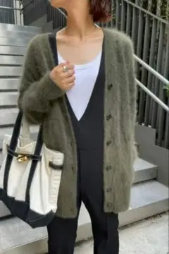 スピックアンドスパン ファーニットロングカーディガン チャイニーズラクーン