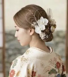 【即購入OK】髪飾り 胡蝶蘭☆水引き☆結婚式☆卒業式☆成人式