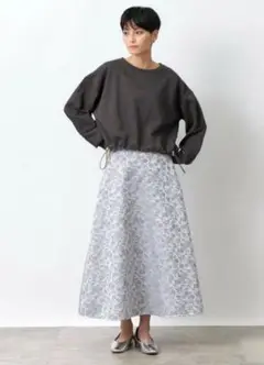 新品 オペークドットクリップ 花柄 ジャガード スカート ロング 36