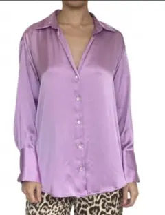 お値下　ZARA　春物サテンオーバーシャツ　ラベンダー　M 美品