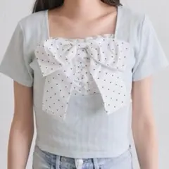 OLIVE des OLIVE リボン映え半袖トップス ミント