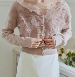 polaura レースフリルカーディガン