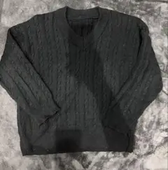 ASCLO Overfit Twist V Neck Knit Black