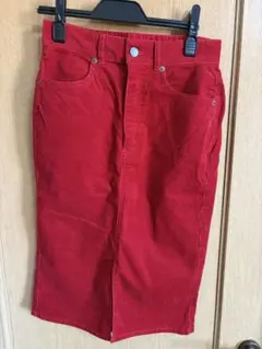 GU コーデュロイタイトスカートBB レッド S