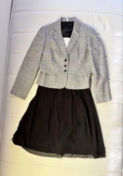 スカートスーツ チェック柄 グレー ブラック
