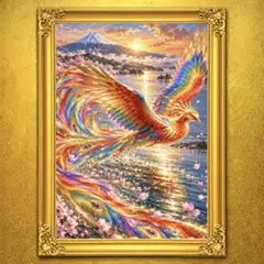 彩鳳富士瑞光 鳳凰 開運絵画 アート 金運 招福 風水 スピリチュアル 御守り