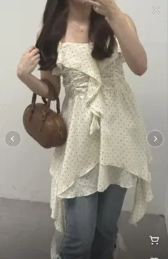 RMAF NICE CLAUPくらげフリルキャミチュニック　白ドットのサムネイル