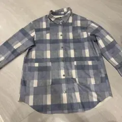 ZARA 青と白のチェック柄長袖シャツ S