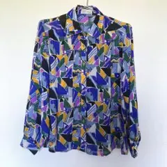 総柄 シースルー シャツ レトロ柄