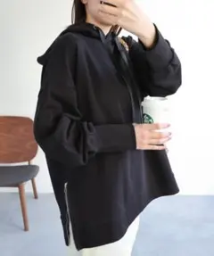 【USAコットン】サイドZIPオーバーパーカー/フーディー/スウェット/トレーナ