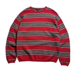 ノーティカ 赤 グレー ボーダーニット コットンセーター ビンテージ 00s