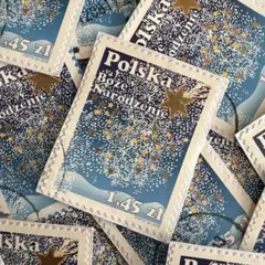 おしゃれな外国切手　ポーランド　クリスマス切手　紙付き　25枚　海外切手　紙もの