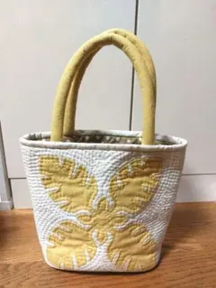 ハンドバッグ ハンドメイド 白 黄色