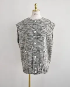 cen.ツイードベスト/ tweed vest black mix