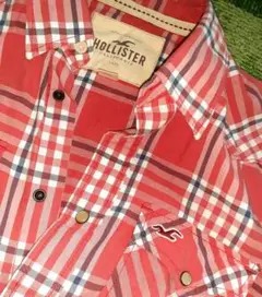 Hollister 赤 チェック柄 長袖シャツ