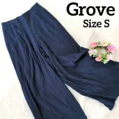 【grove】グローブ S 薄手 スラックス ジャカードプリーツパンツ 裏地あり