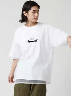 ナガスギルイヌ　レイヤードシアーTシャツ　グラニフ　ユニセックス