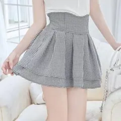 新品未使用　ミシェルマカロン　ギンガムチェック美脚スカート　XS ピンクベージュ 美脚ギンガムチェックスカート（インナーパンツ付き） ブラック