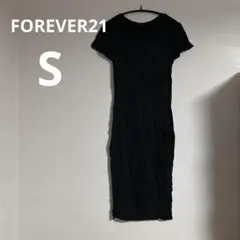 美品✨FOREVER21 【S】ブラック 半袖カットソーワンピース