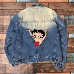 ビンテージ　古着　メンズ　ベティちゃん　バックロゴ　デニムジャケット　Gジャン