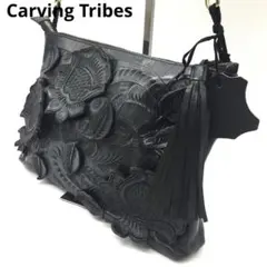 カービングトライブス ショルダーバッグ ブラック 黒色 レザー 本革 花柄のサムネイル