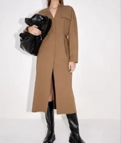 ZARA ブラウン ロングシャツワンピース XS 羽織りOK 大人カジュアル
