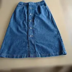 デニム ボタンフロント Aラインスカート