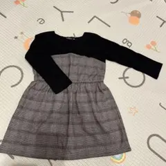 Bebe リボン付き長袖チェックワンピース 100cm