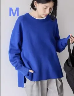 AMERICAN HOLIC バイパチサイドスリットニットプルオーバー/青/M