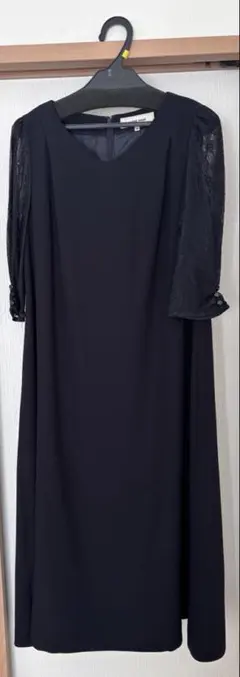 黒 レース袖 Vネック ロングドレス