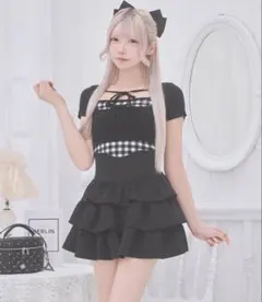 ミシェルマカロン フリル美脚スカート ブラック