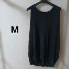 美品 ノーブランド ブラック 黒 ノースリーブ トップス レディース M