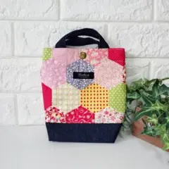 (ハンドメイド)パッチワーク風　ミニショルダーバッグ