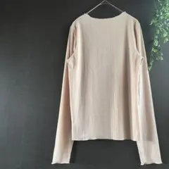 最終値下げ！【L】光沢 リブハイネック メロー カットソー ベージュ