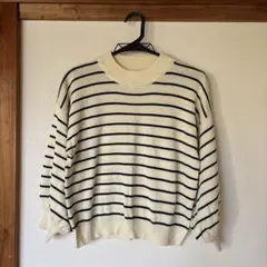 earth music&ecology ボーダー ニットsizeF/ネイビー 白