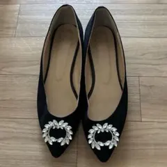 Rady ビジュー付きブラックフラットシューズ