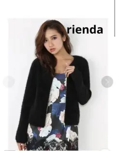 rienda シャギーニットブルゾン BLACK