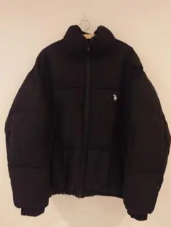 ポロ 刺繍 ブラック ダウンジャケット