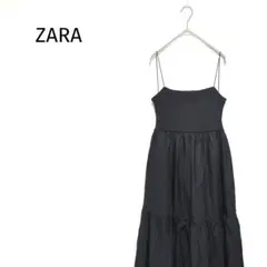 ZARA ザラ ブラック ティアードキャミワンピース シンプル M コットン