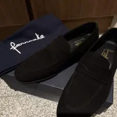 【値下げ】極美品／FERRANTE（フェランテ）ISEO／ブラック／サイズ8 シボ革コインローファー【ISEO/ラバーソール】｜FERRANTE（フェランテ