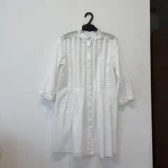 新品 23区 ホワイト チェック柄 七分袖シャツ 38 Vネック ブラウス 