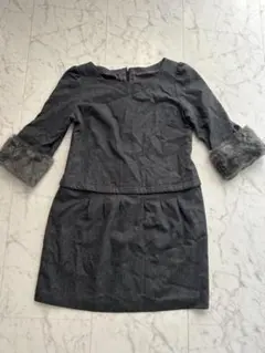 FABIA 袖フェイクファーワンピース L L