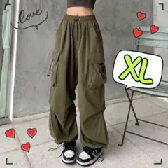 カーゴパンツ　ワイドパンツ　カジュアル　ストリート　レディース　韓国　カーキ