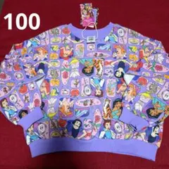 新品 ディズニー プリンセス 総柄 トレーナー リトシー しまむら 100