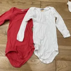PETIT BATEAU 赤白 長袖ボディスーツ 12m 2枚セット