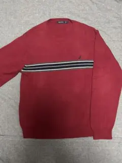 NAUTICA 赤 ストライプ ニットセーター