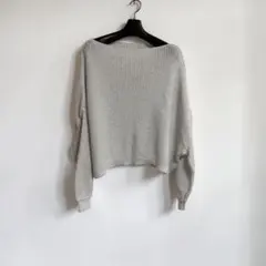 【値下げ中】【美品】Omekashi リネンワイドニット　シルバー　サマーニットのサムネイル