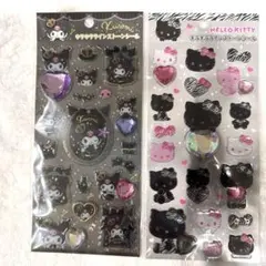 キラキララインストーンシール　ハローキティ　クロミ　ゼブラ　黒　2シートセット